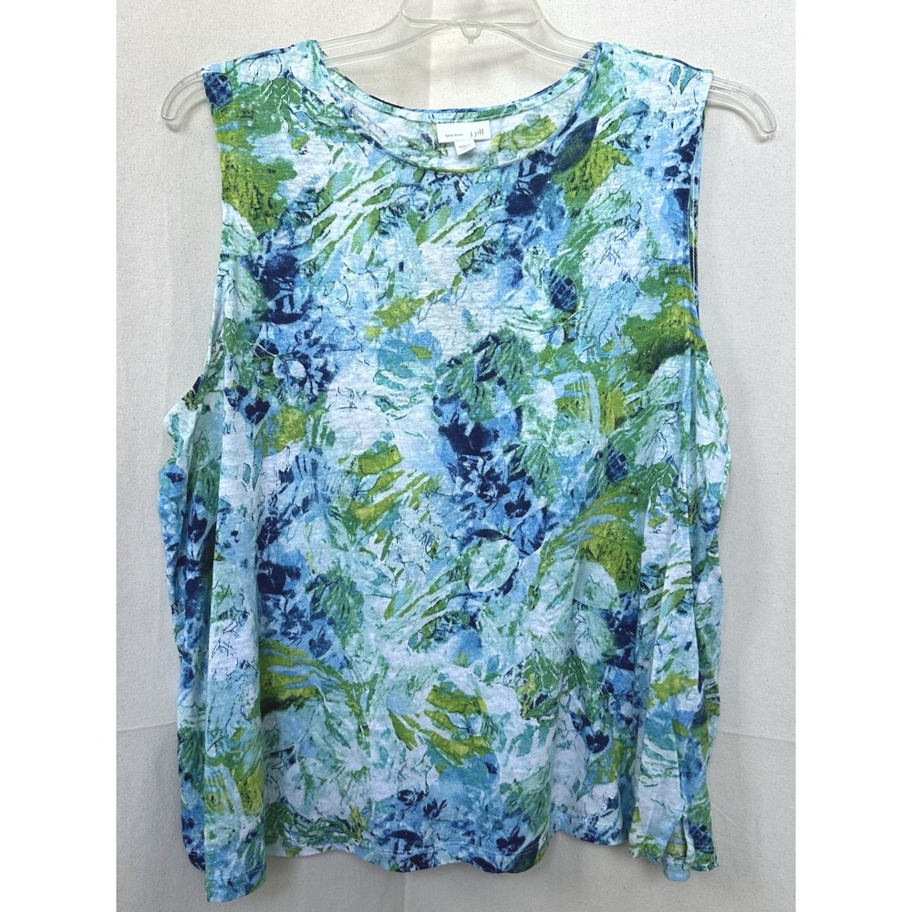 J. Jill Love Linen Coastal Grandma Beachy Resort Floral Knit Tank Top Womens 2X